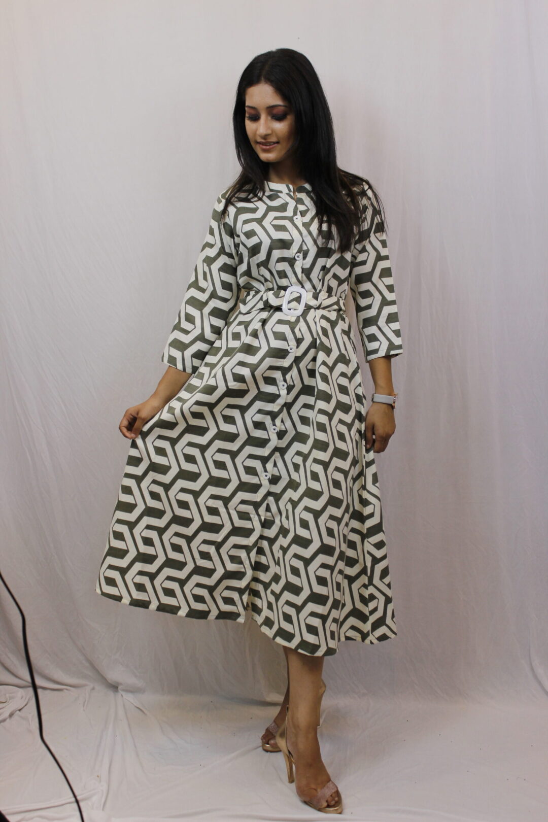 Olive Green Midi Dress - Image 2