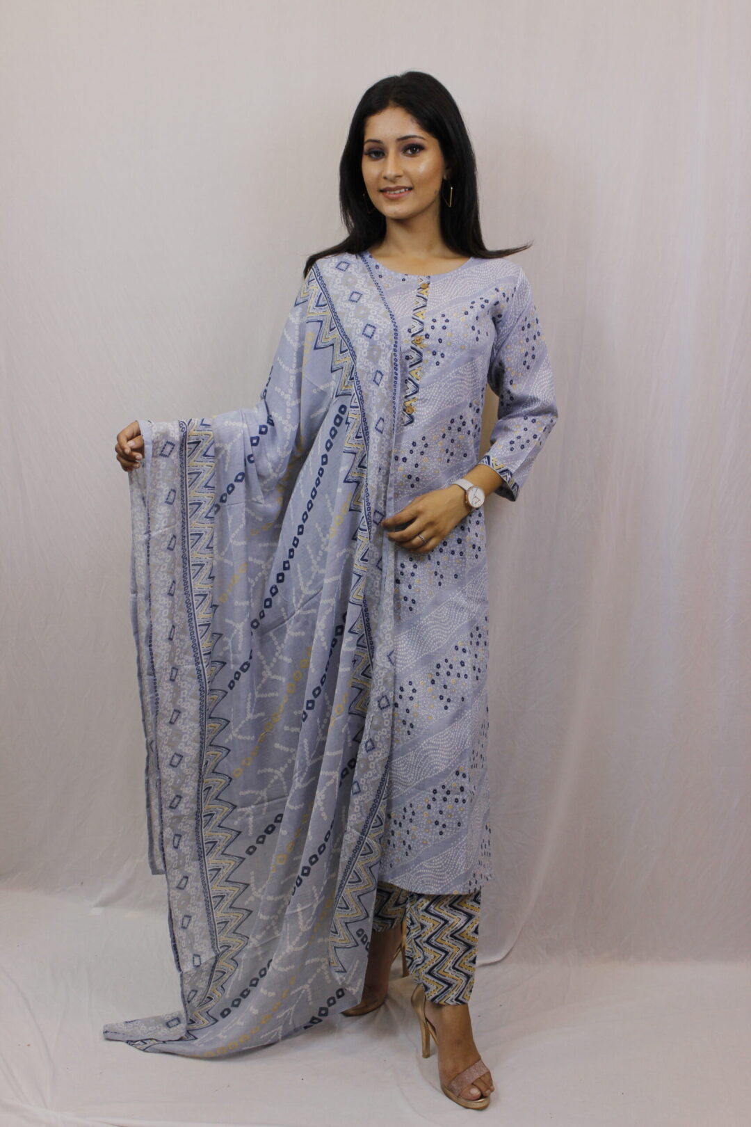 Grey Printed Kurta Set
