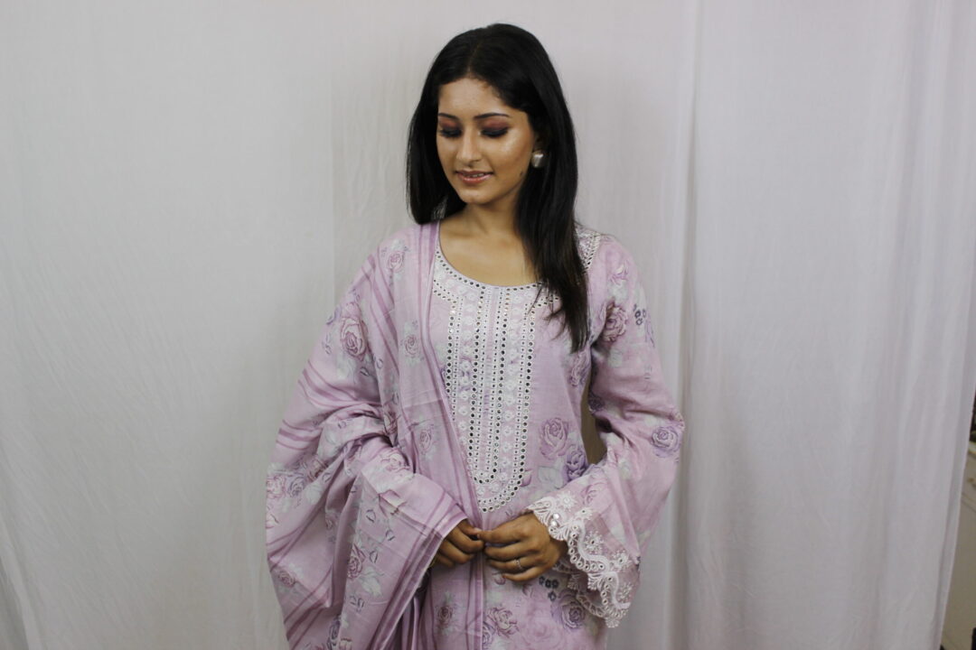 Lilac Printed Kurta Set