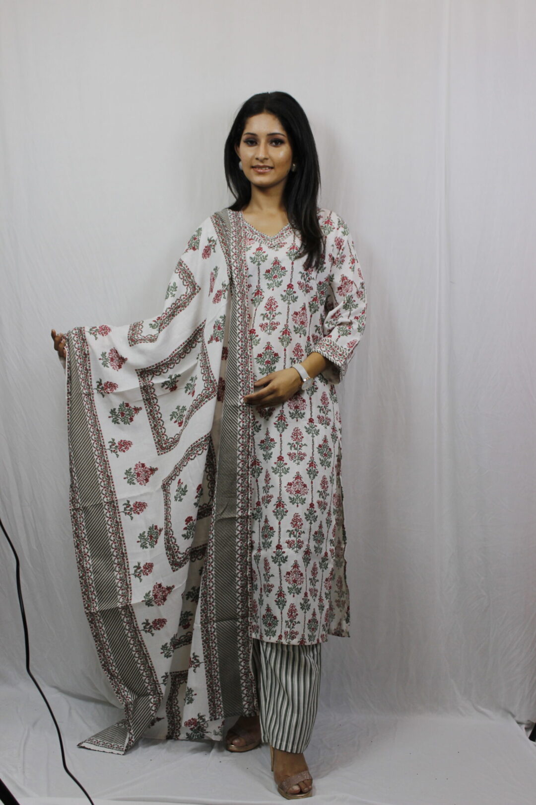 White Printed Suit Set - Image 4