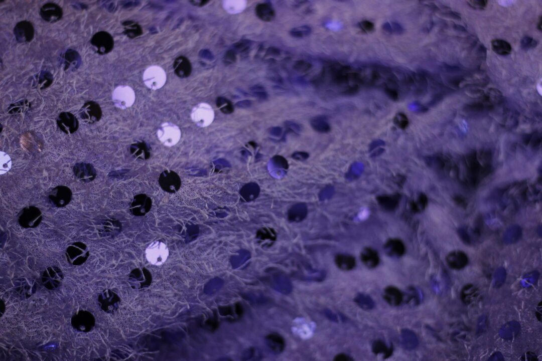Purple Color Feather Fabric with Sitara Work