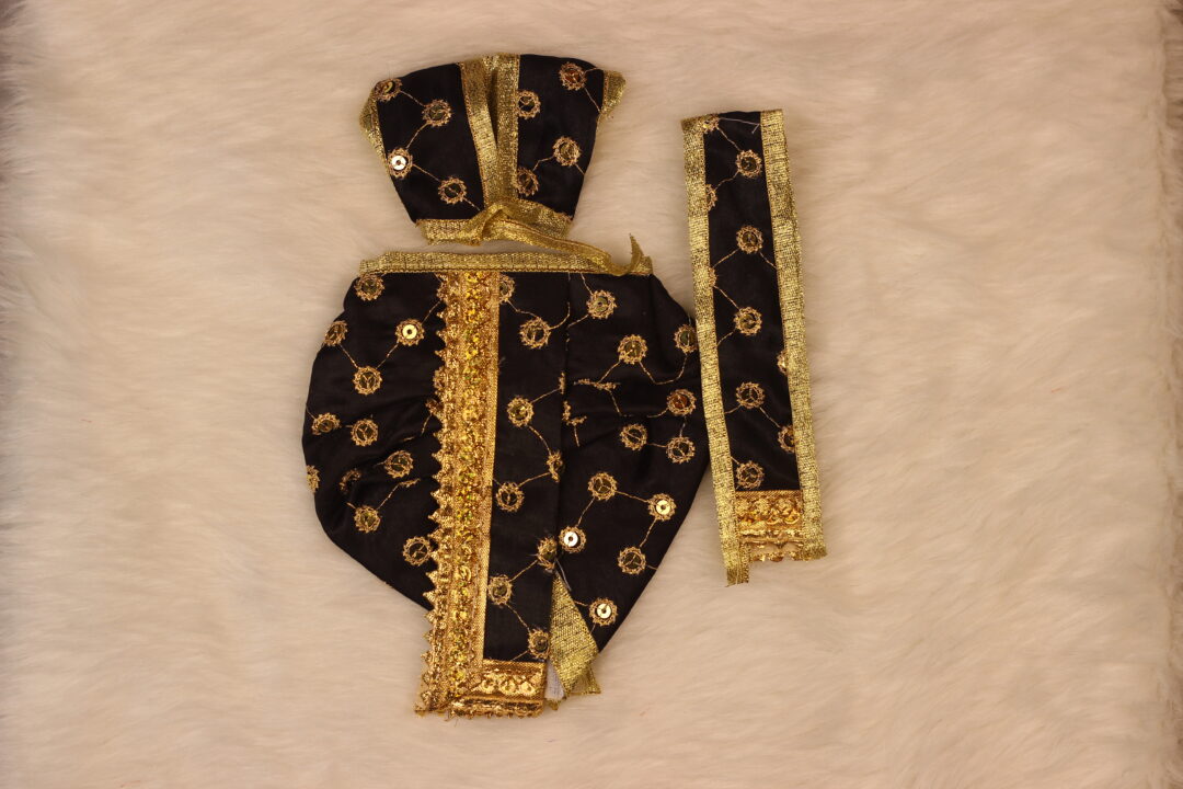Elegant Black and Gold Krishna Dress