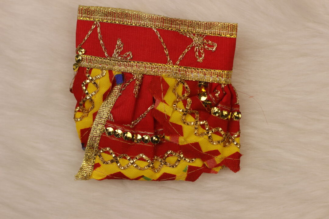Traditional Red and Yellow Krishna Dress - Image 3